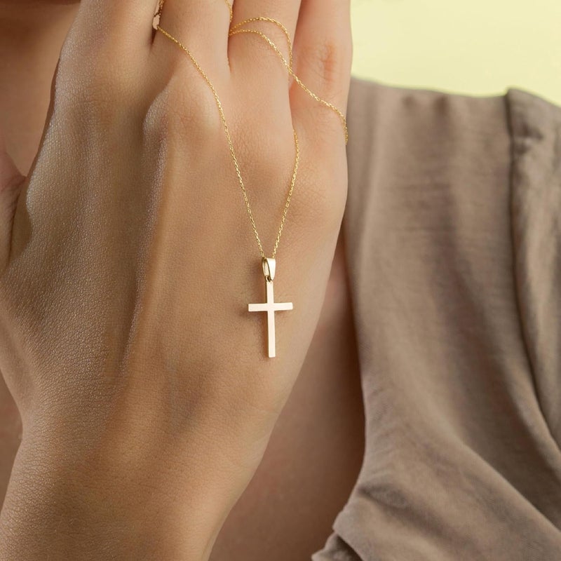 MONOZO Cross Necklace for Women, 14K Gold Plated, 16+2'/18+2' inches, Gold Cross Necklaces for Women, Trendy Gold Jewelry Gifts for Women - Image 4
